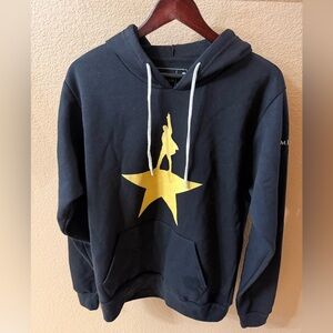 Hamilton the Musical black hoodie sweatshirt with gold logo - Size Medium